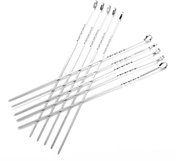 10 Stuks Metalen Barbecue Spiesjes Platte Type Bbq Kebab Spiesjes Herbruikbare Non Slip Nds