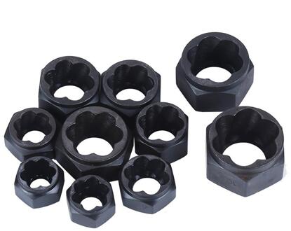10 Stuks Metalen Bout Moer Remover Extractor Kit Beschadigd Stripped Dopsleutel Set
