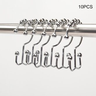 10 Stuks Metalen Douchegordijn Haken Douchegordijn Ringen Roest Proof Gratis Glijdende Dubbele Douche Haken Voor Gordijn FBS889 chroom