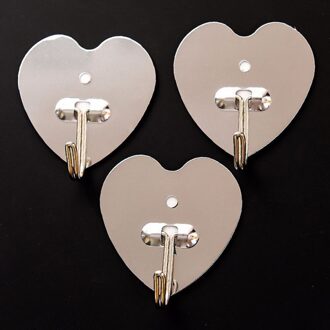 10 Stuks Metalen Haken Punch Gratis Adhesive Haken Keuken Badkamer Achter De Deur Muur Haken (Liefde Hart-vorm)