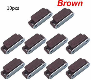 10 Stuks Mini Plastic Kast Magnetische Vangst Lock Klink Deur Sluiter Meubelen 97BB bruin