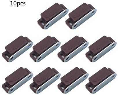 10 Stuks Mini Plastic Kast Magnetische Vangst Lock Klink Deur Sluiter Stopper Demper Voor Thuis Keuken Meubels Hardware bruin