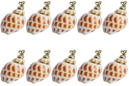 10 Stuks Natuurlijke Conch Diy Sieraden Accessoires Gesneden Goud Omrande Lange Schelp Ornamenten Decor Voor Meisjes Dames Oorbellen zoals getoond 1