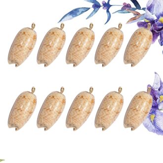 10 Stuks Natuurlijke Conch Diy Sieraden Accessoires Gesneden Goud Omrande Lange Schelp Ornamenten Decor Voor Meisjes Dames Oorbellen zoals getoond