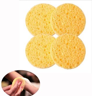 10 stuks Natuurlijke Houtvezel Ronde Geel 8cm Dia Gezicht Wassen Reiniging Spons Makeup Tools Accessoires