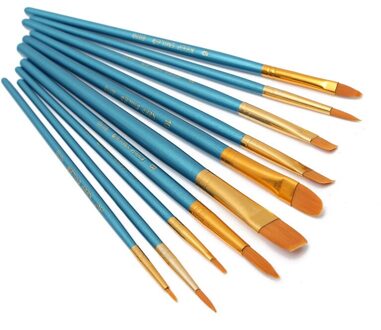 10 Stuks Nylon Houten Handvat Kwast Set Voor Kids Aquarel Gouache Tekening Schilderen Kunst Levert B88 Chocolade