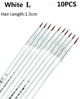 10 Stuks Nylon Nail Brush Eye Liner Pen Oogschaduw Brow Borstel Fijne Hand Geschilderd Dunne Haak Lijn Pen Diy make-Up Accessoires wit-L