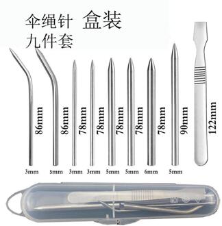 10 Stuks Paracord Stiksels Kit, Paraplu Koord Naald Set Bevat Rvs Paracord Naald En Smoothing Tool zwart