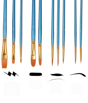 10 Stuks Penselen Set Nylon Borstel Voor Acryl Schilderen Olieverf Aquarel Gouache