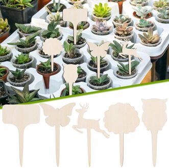 10 Stuks Plant Etiketten Borden Creatieve Tuinieren Houten Plant Tags T-Type Garden Nursery Creatieve Bloemen Decoratie Zaailingenplateau F mengen