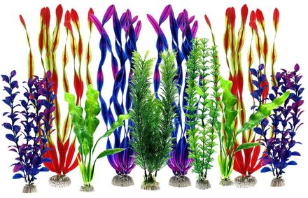 10 Stuks Plastic Diverse Kleur Kunstmatige Grote Aquarium Planten Plastic Aquarium Decoraties Vivid Plant Creature Landschap Decor