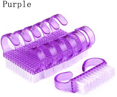 10 Stuks Plastic Nail Reinigingsborstel Dust Zachte Remover Voor Nail Care Kleine Hoek Mix Kleur Manicure Pedicure Nail salon Gereedschap paars