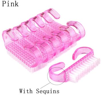 10 Stuks Plastic Nail Reinigingsborstel Dust Zachte Remover Voor Nail Care Kleine Hoek Mix Kleur Manicure Pedicure Nail salon Gereedschap roze Style02