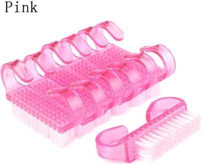 10 Stuks Plastic Nail Reinigingsborstel Dust Zachte Remover Voor Nail Care Kleine Hoek Mix Kleur Manicure Pedicure Nail salon Gereedschap roze