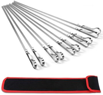 10 Stuks Premium Kabob Spiesjes 17 Inch Rvs Grillen Spiesjes Platte Metalen Barbecue Bbq Spiesjes Voor Grillen