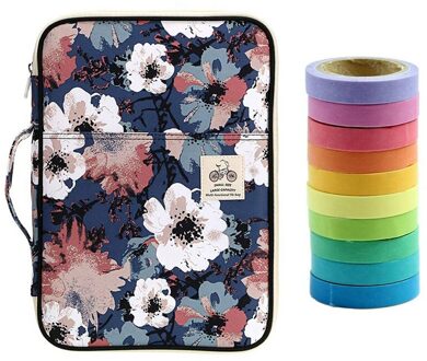 10 Stuks Rainbow Sticky Paper Masking Plakband & 1 Pcs A4 Bestand Zak