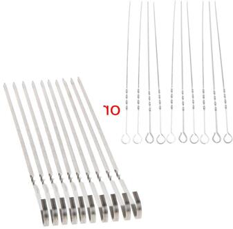10 Stuks Roestvrij Staal Platte Vlees Spiesjes Voor Outdoor Bbq Barbecue