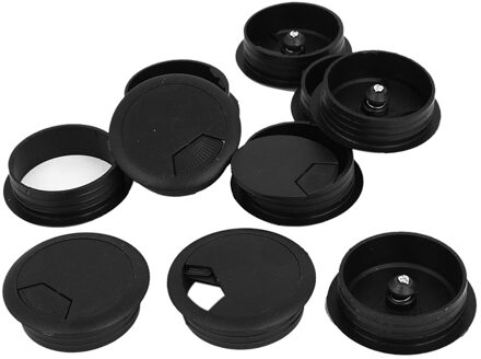 10 Stuks Ronde Plastic Computer Bureau Kabel Grommet Hole Cover 50Mm Zwart