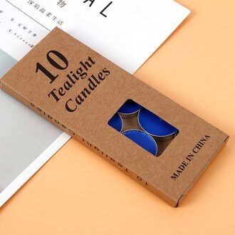 10 Stuks/set Romantische Aromatherapie Thee Kaars Verjaardag Bruiloft Kaars Kaarslicht Kleur Kaars Blauw