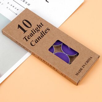 10 Stuks/set Romantische Aromatherapie Thee Kaars Verjaardag Bruiloft Kaars Kaarslicht Kleur Kaars Paars