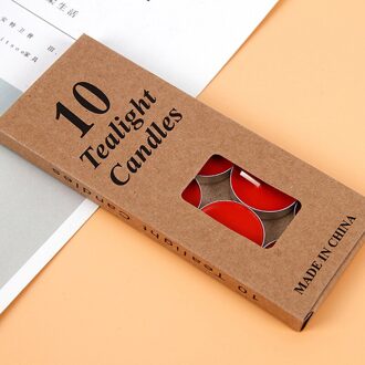 10 Stuks/set Romantische Aromatherapie Thee Kaars Verjaardag Bruiloft Kaars Kaarslicht Kleur Kaars Rood