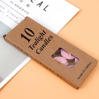 10 Stuks/set Romantische Aromatherapie Thee Kaars Verjaardag Bruiloft Kaars Kaarslicht Kleur Kaars Roze