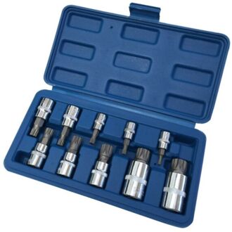 10 Stuks Set Xzn 12 Punt Spline Bit Socket 4-18Mm Auto Anti-Roest Ratels Wrench handgereedschap Anti-Corrosie Apparatuur blauw