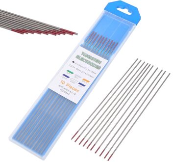10 Stuks Tig Lassen Wolfraam Elektroden Staaf 2% Gethorieerde 1.6X150 Mm WT20 Rood Voor Additief Oxide Elektrode Roestvrij staal Mayitr