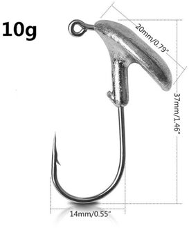10 Stuks Tumbler Lood Mal Hoofd Vissen Haak Set Prikkeldraad Vishaak 3.5G 5G 7G 10G 14G