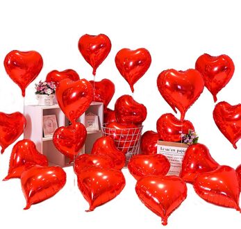 10 Stuks Van 18 Inch Aluminium Ballon Valentijnsdag Pak Kan Dag Verjaardag Decoratie Bruiloft Liefde Verjaardag Hart Decoratie pe roos Rood