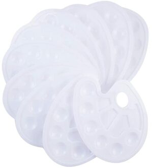 10 Stuks Van Wit Plastic Verf Lade Schilderen Pruimenbloesem Palet Ovale Aquarel Verf Palet Kunst Levert