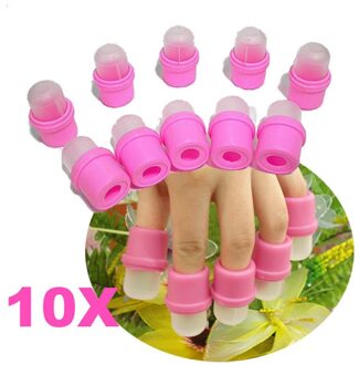 10 Stuks Wearable Acryl Nail Art Losweken Cap Clip Uv Gel Polish Remover Wrap Tool