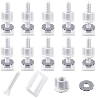 10 Stuks Wit Plastic Toilet Seat Schroeven En Moeren Met Rubberen Ringen, Scharnier Bouten Schroeven Scharnieren Vervangende Onderdelen