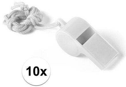 10 Stuks witte sportfluitjes aan koord