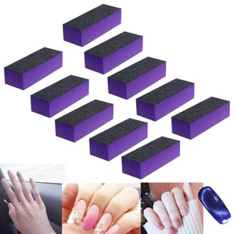 10 Stuks Zwart Paars Buffer Buffing Schuurblok Files Grit Nail Art Tool Set