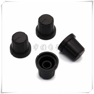 10 Stuks Zwart Plastic Knoppen Bloem As Binnenste Gat, diameter 19Mm Hoogte 18Mm Geschikt Voor Bloem As Potentiometer Encoder