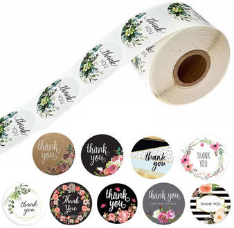 10 Style 50Pcs/wad Floral Thank You Stickers 1 inch Round seal label handmade scrapbooking Envelope stationery sticker
