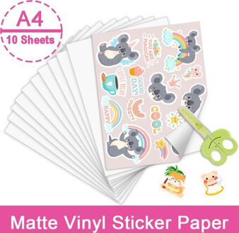 10 Vellen A4 Vinyl Sticker Papier 210*297Mm Glossy Zelfklevende Printable Vinyl Sticker Papier Voor Inkjet printer Diy Vinyl Papier matte