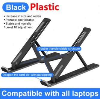 10 Versnelling Aanpassing Draagbare Laptop Stand Ondersteuning Base Notebook Stand Voor Macbook Pro Schoot Bureau Laptop Houder Cooling Beugel zwart