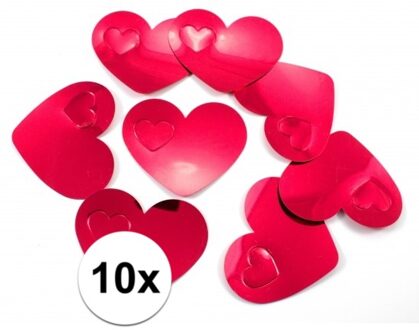 10 Vvalentijn confetti rode hartjes XL Rood