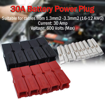 10 x Auto Batterij Connector 30Amp 600 Volt Elektrische Connector Plug Golf Trolley Trailer 25x8x8mm behuizing afmetingen