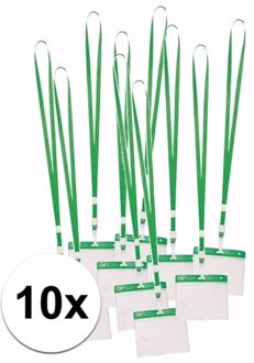 10 x badgehouder met groen keycord - lanyard naamkaarthouders