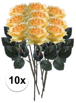 10 x Gele roos Simone steelbloem 45 cm - Kunstbloemen