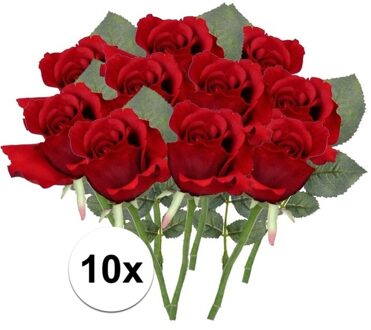 10 x Rode roos steelbloem 30 cm - Kunstbloemen