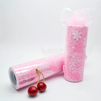 10 yard * 6 inch Sneeuwvlok Tulle Roll Bruiloft Achtergrond Decor Meisjes Tutu Rok Baby Shower Verjaardag Levering Een spool Roll roze