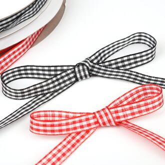 10 Yards Rood Zwart Plaid Grid Gedrukt Rooster Stof Snijden Tape Linten Voor Diy Kledingstuk Decoratie Cadeaupapier Lint 1/1.5 Cm rood / 1.5mm
