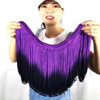10 Yds Latin Fringe Tassel Dip Dye Ombre Zachte Rayon Macrame Dans Jurk Trimmen Samba Rok Kwastje Paars Zwart 25cm