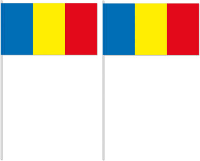 10 zwaaivlaggetjes Roemenie 12 x 24 cm