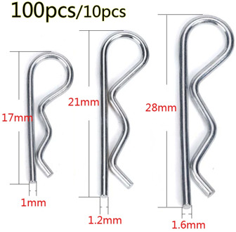 100/10pcs M1 M1.2 M1.6 1:8 1:10 Clips Pins Steel R Type Spring Cotter Pin Wave Shape Split Clip Clamp Hair Tractor Pin for Car