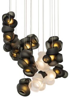 100.16 Random Hanglamp - Grijs met transparant - Vierkante plafondkap